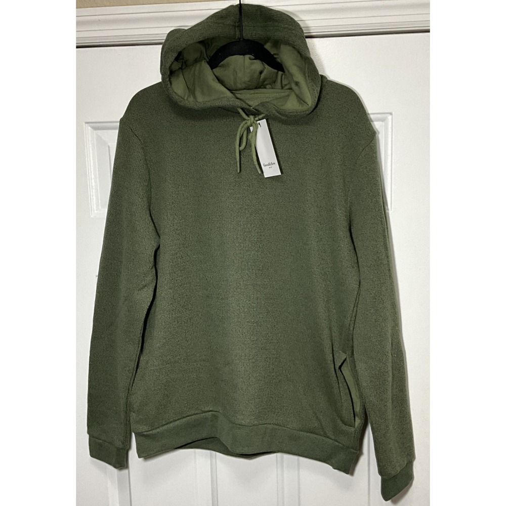 Goodfellow & Co Long Sleeve Soft Hooded Green Pullover Men's Size Medium